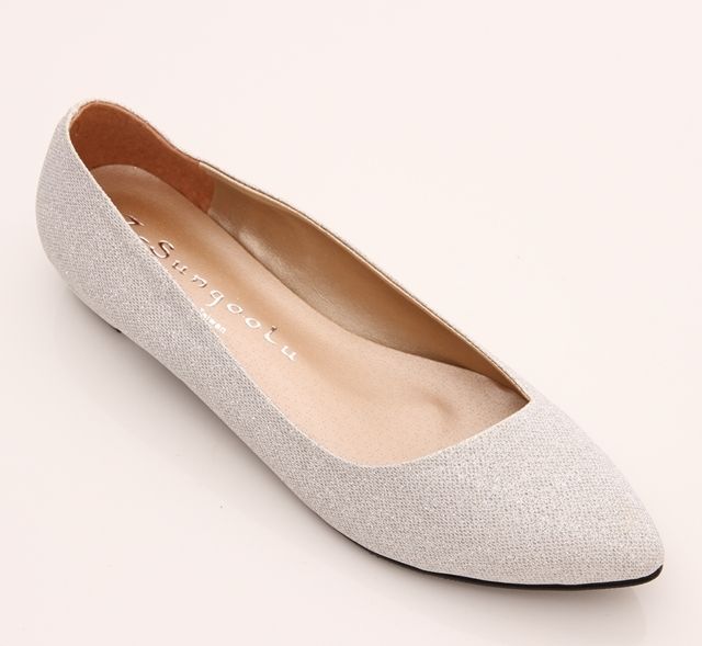 BN Womens Low Kitten Heels Pointed Toe Bling Bling Ballet Flats