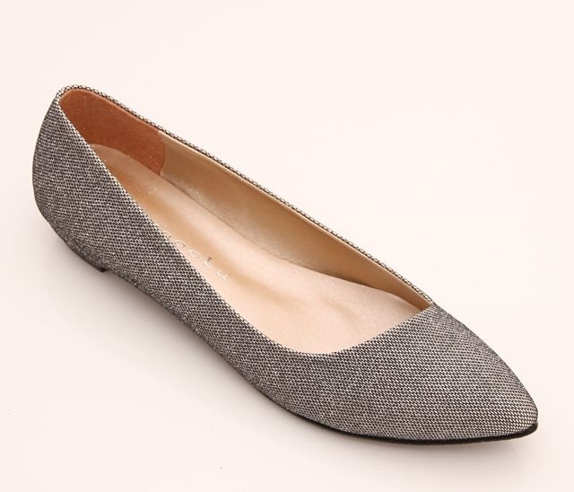 BN Womens Low Kitten Heels Pointed Toe Bling Bling Ballet Flats