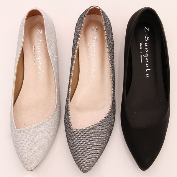 BN Womens Low Kitten Heels Pointed Toe Bling Bling Ballet Flats