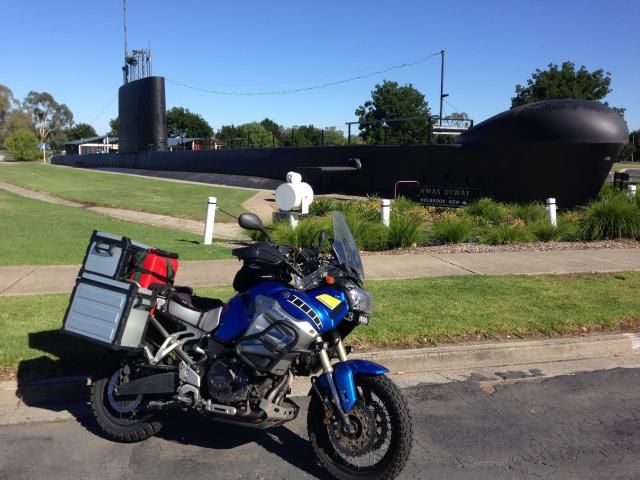 Motorcycle, Yamaha Super Tenere at submarine in Holbrook