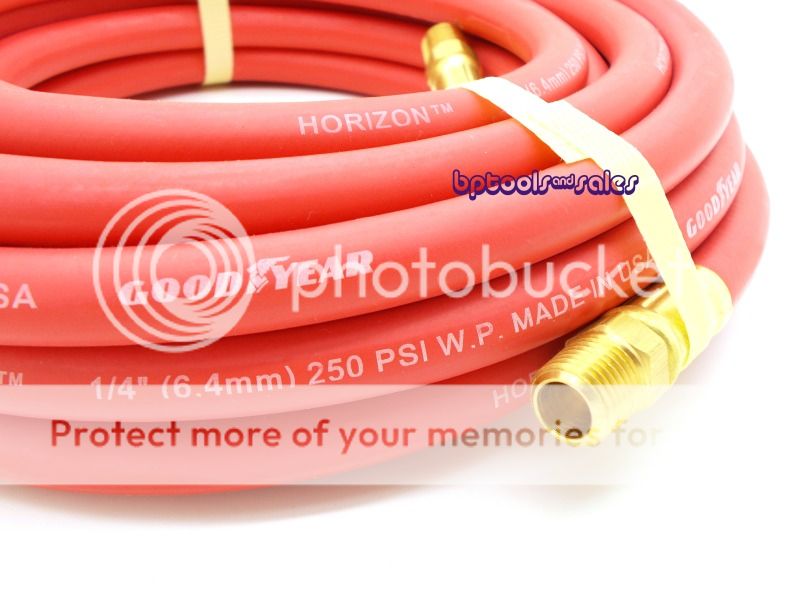 New 25ft x 1 4 ID Goodyear Red Rubber Air Hose Compressor 250PSI Home 