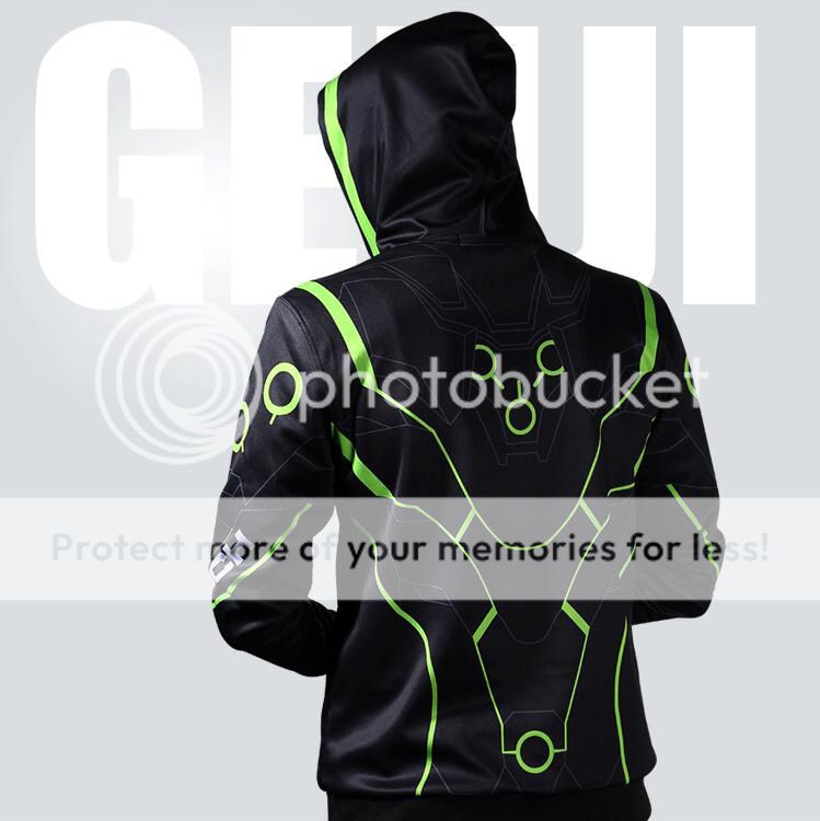 GLIKE War Game Overwatch Mens Genji Hoodie Hooded Coat Jacket Casual