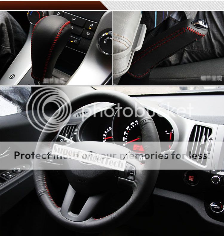 3pcs Ultra Thin Cowhide Sew on Leather Steering Wheel Cover for Toyota Corolla